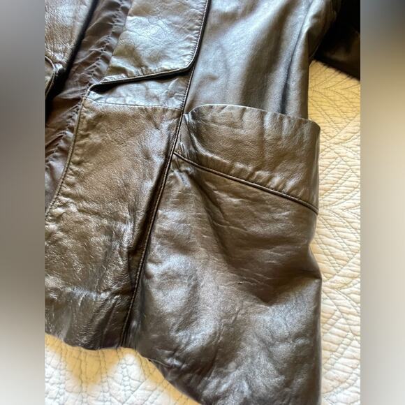 VTG Rafael Whimsy Goth Open Front Dolman Sleeve Retro Leather Jacket Medium - Picture 5 of 10